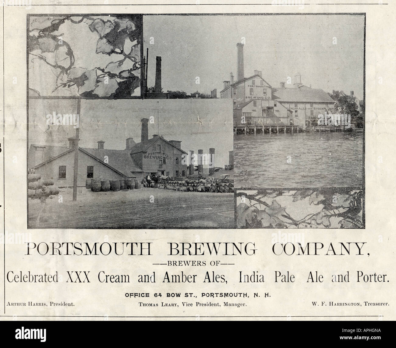 1895-Werbung für Portsmouth Brewing Company, Portsmouth, New Hampshire, USA. Stockfoto