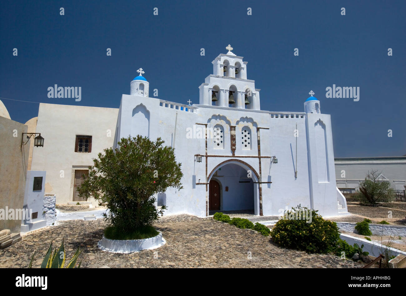 "Theotokos Kathedrale" "Kasteli" "Pyrgos' 'Santorini'"Griechenland" Stockfoto