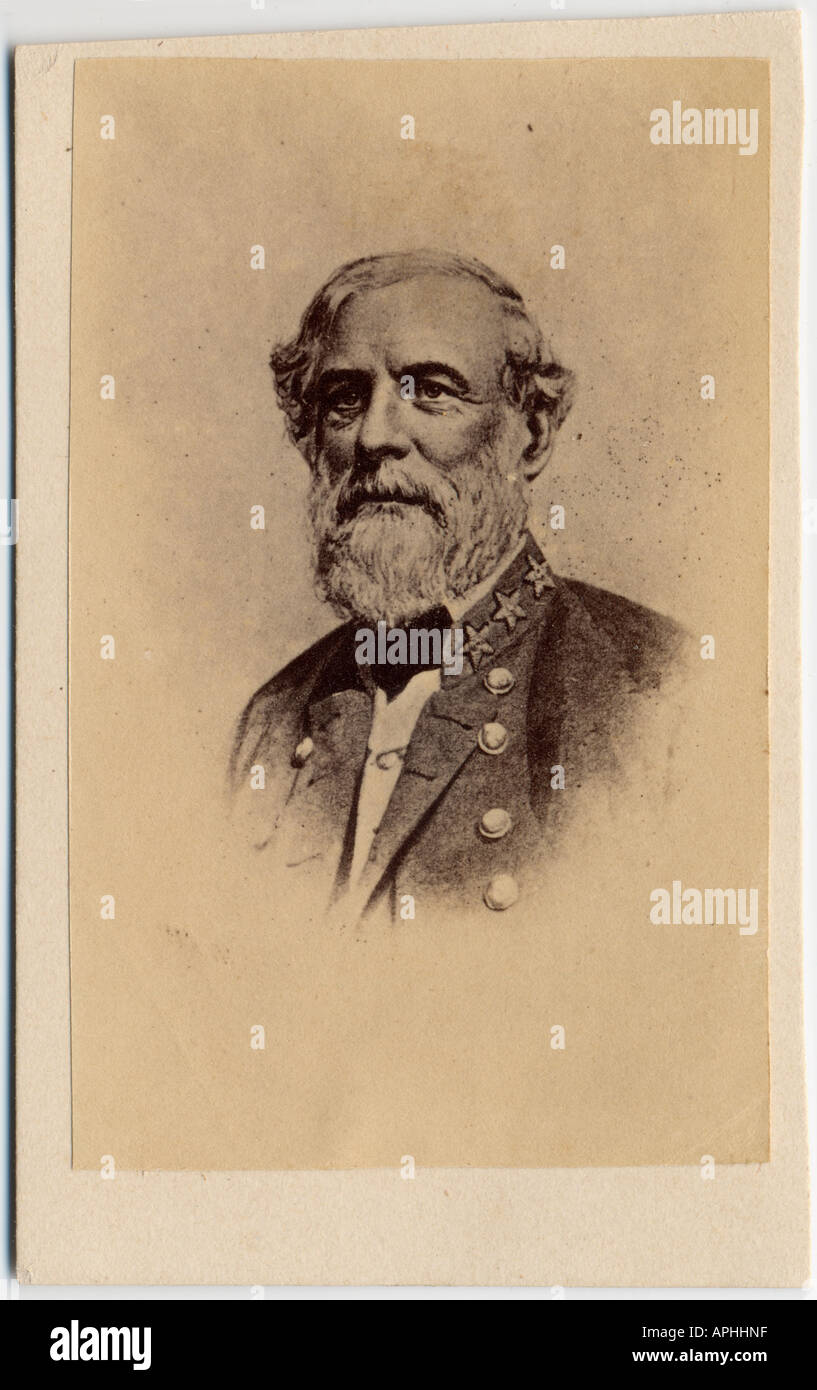 Carte de Visite von Robert E Lee, gemaltes Porträt. Stockfoto