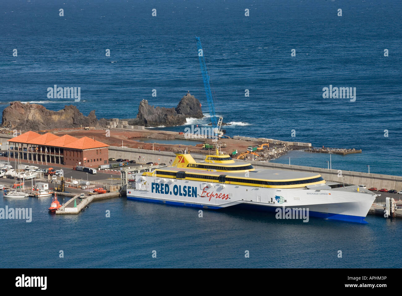 Fähre der Gesellschaft Fred Olsen gehen zwischen Teneriffa und La Gomera, La Gomera, Kanarische Inseln, Spanien Stockfoto