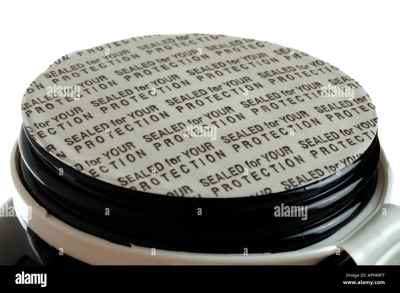 Abgedichtet für Ihre Schutzabdeckung auf der Oberseite eine Flasche von Tabletten Stockfoto