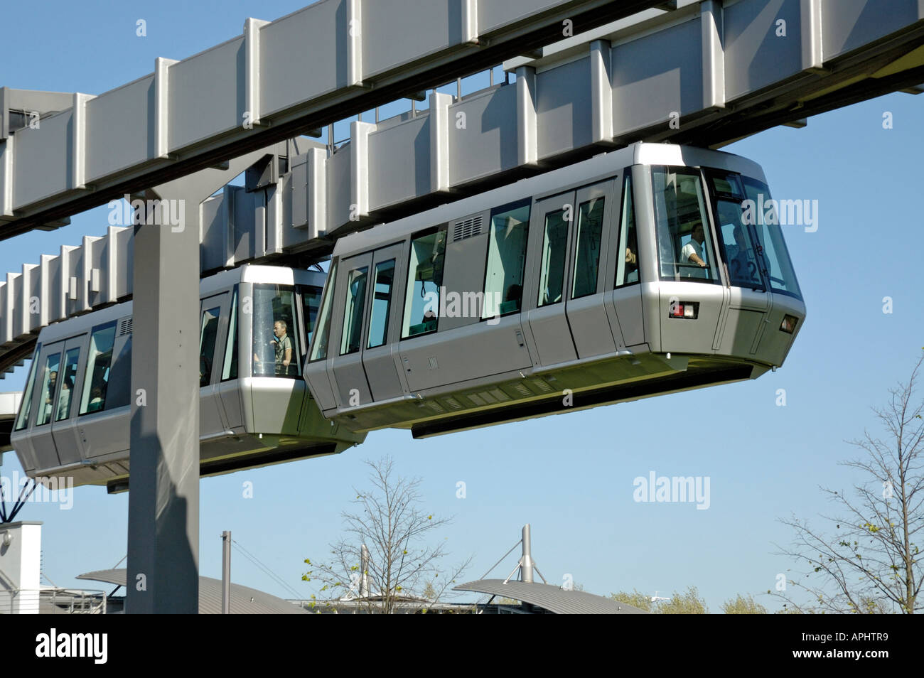 Skytrain, Flughafen Düsseldorf International, Deutschland. Stockfoto