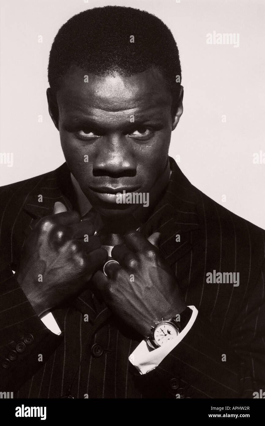 Chris Eubank, britischer Boxer Nadelstreifen Anzug. Stockfoto