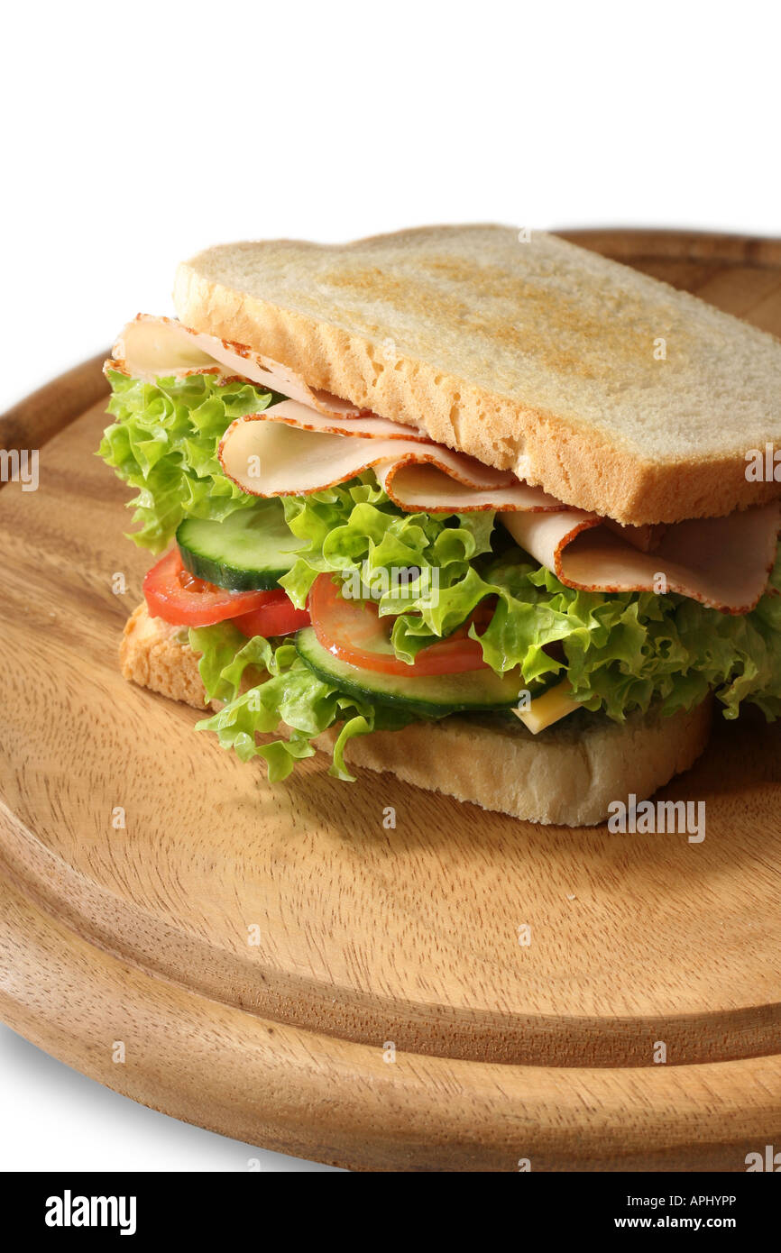 Sandwich auf einer Holzplatte Stockfoto