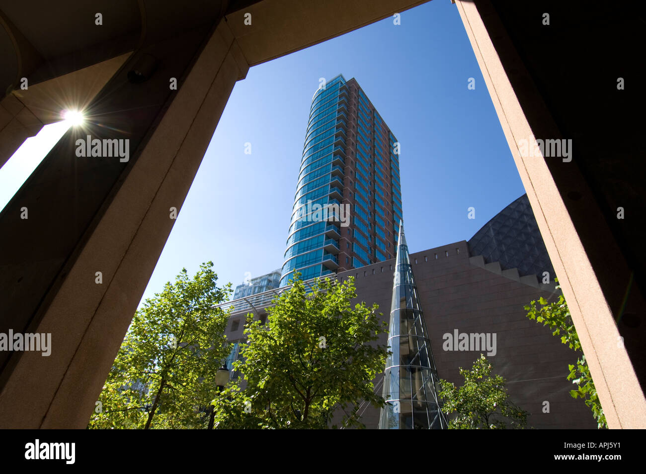 Westin Hotel aus Vancouver Public Library British Columbia Kanada Nordamerika Stockfoto