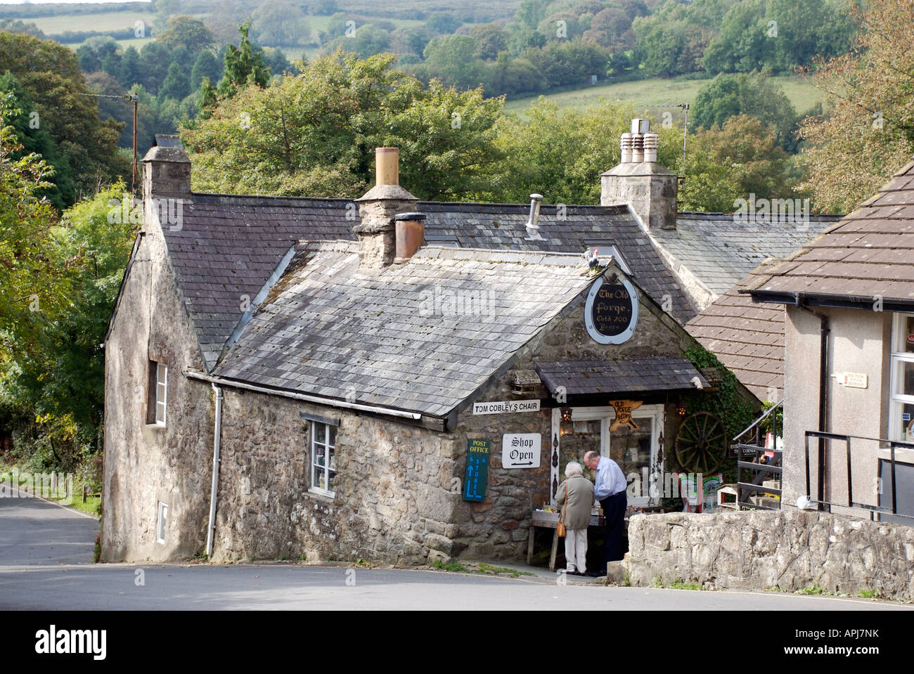 Widecombe in der Heide alte Dorf-Schmiede, Dartmoor, Devon Stockfoto