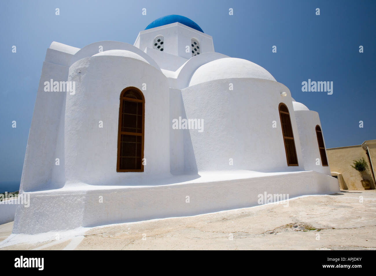 Hügel Dorfkirche in "Pyrgos' 'Santorini'"Griechenland" Stockfoto