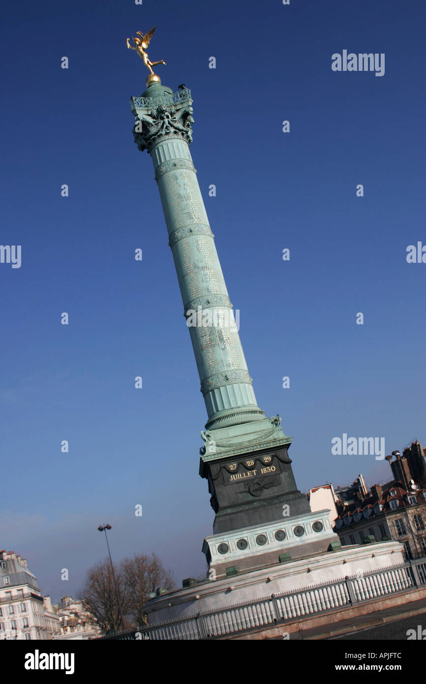 Bastille Spalte Juli 14 Juillet Paris Stockfoto