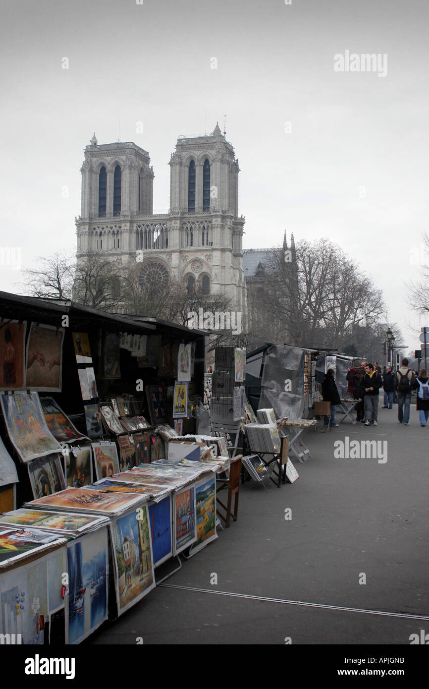 Buchhändler Stände entlang der Bank Seine Paris Stockfoto