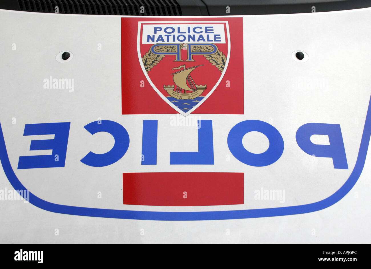 Parisien Polizei Auto Abzeichen Logo Paris Stockfoto