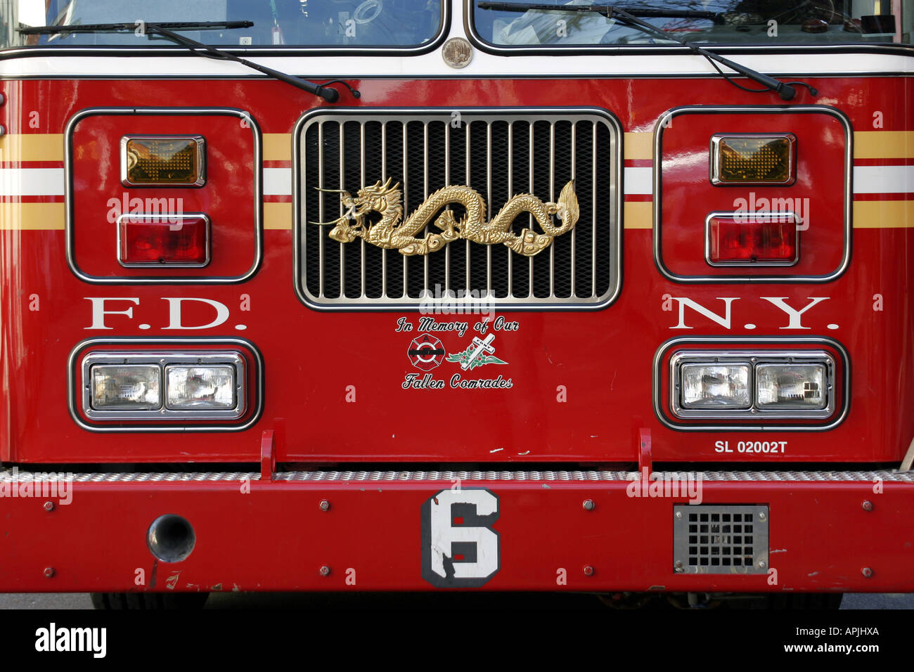 Vorderansicht eines New York Fire Engine Stockfoto