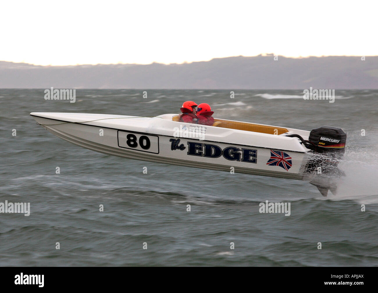 Power Boat Racing Ski Racing Boot "Edge" Club Racing bei Exmouth England Stockfoto