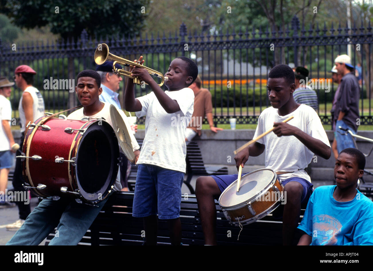 New Orleans Bourbon Street Jazz Music junge Jungs Stockfoto