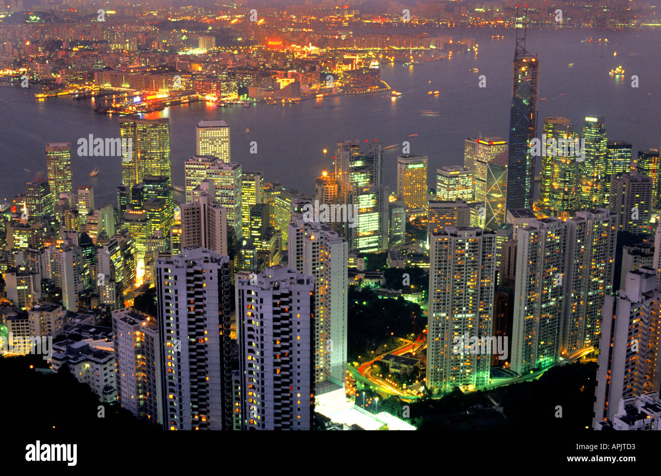 China Central Hong Kong Victoria Nacht moderne Stadt Stockfoto