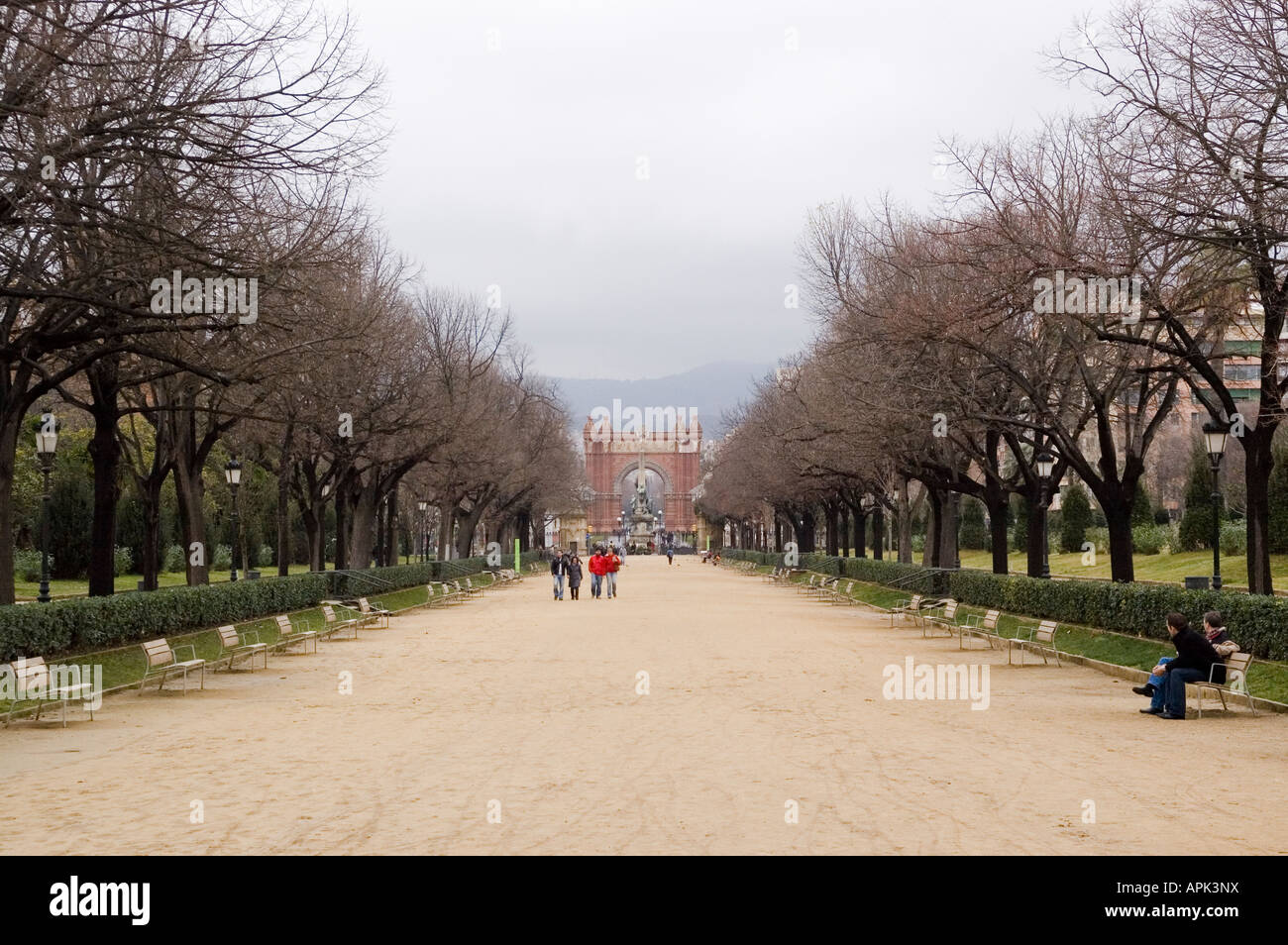 Triumph-Arc-View aus dem Ciutadella Park, Barcelona. Stockfoto