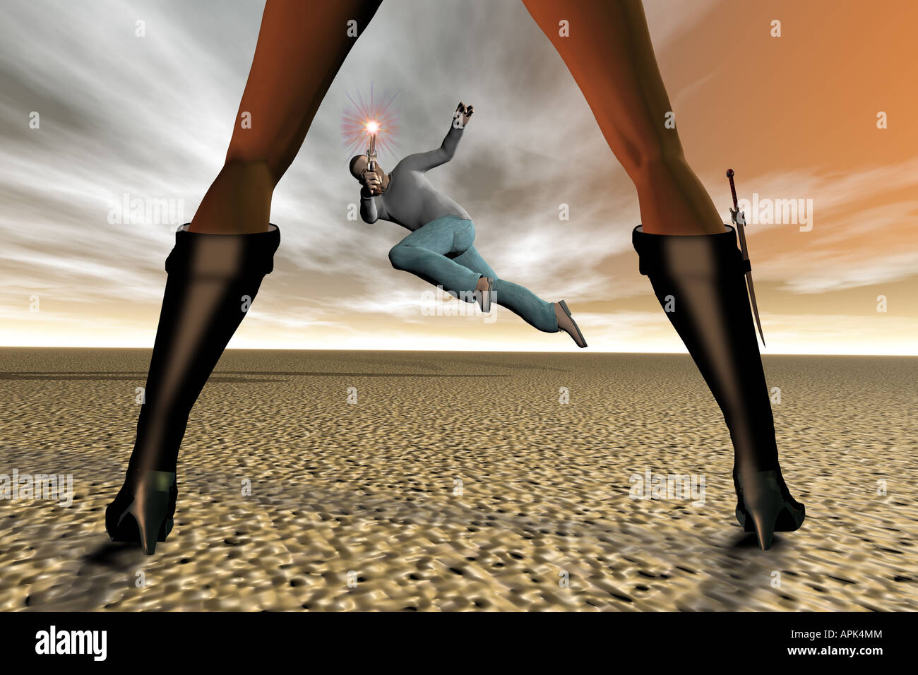 Kampf der Geschlechter. Stockfoto