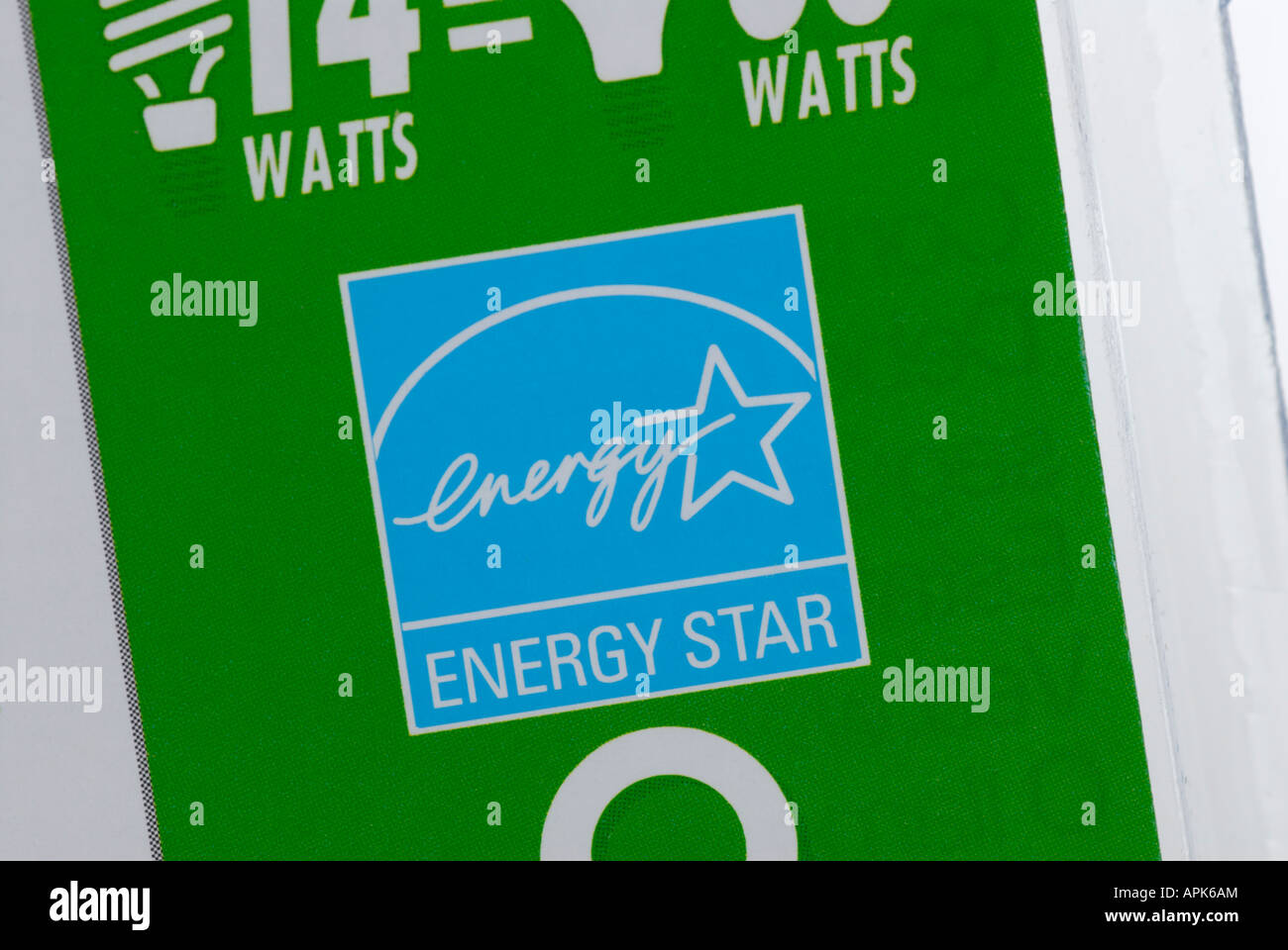 Energie-Star-Label spiegelt das hohe Maß an Energieeffizienz, Energieeinsparung Stockfoto