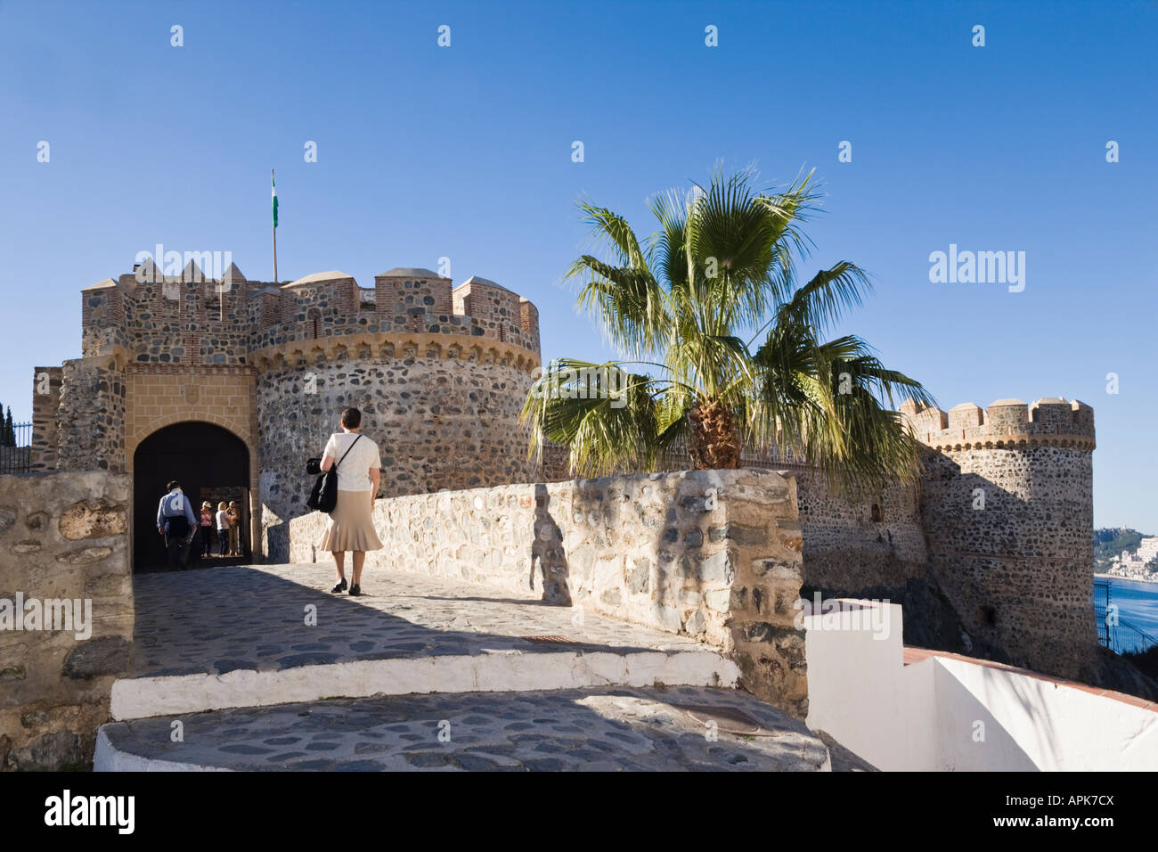 Almunecar Costa Tropical Granada Provinz Spanien Eingang zum Castillo de San Miguel Stockfoto