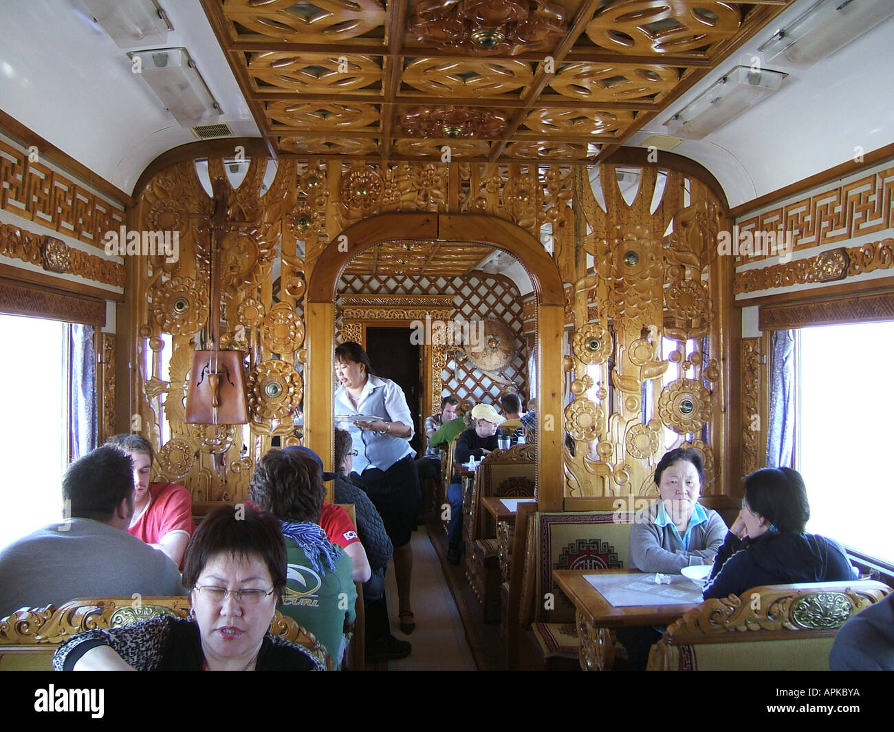 Trans Siberian express Waggon, der Mongolei, Asien Stockfoto