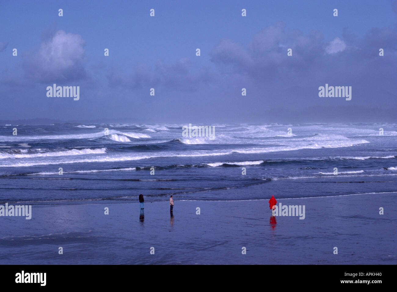 Walking am Strand an der pazifischen Westküste von Vancouver Island in der Nähe von Long Beach in British Columbia Kanada Stockfoto