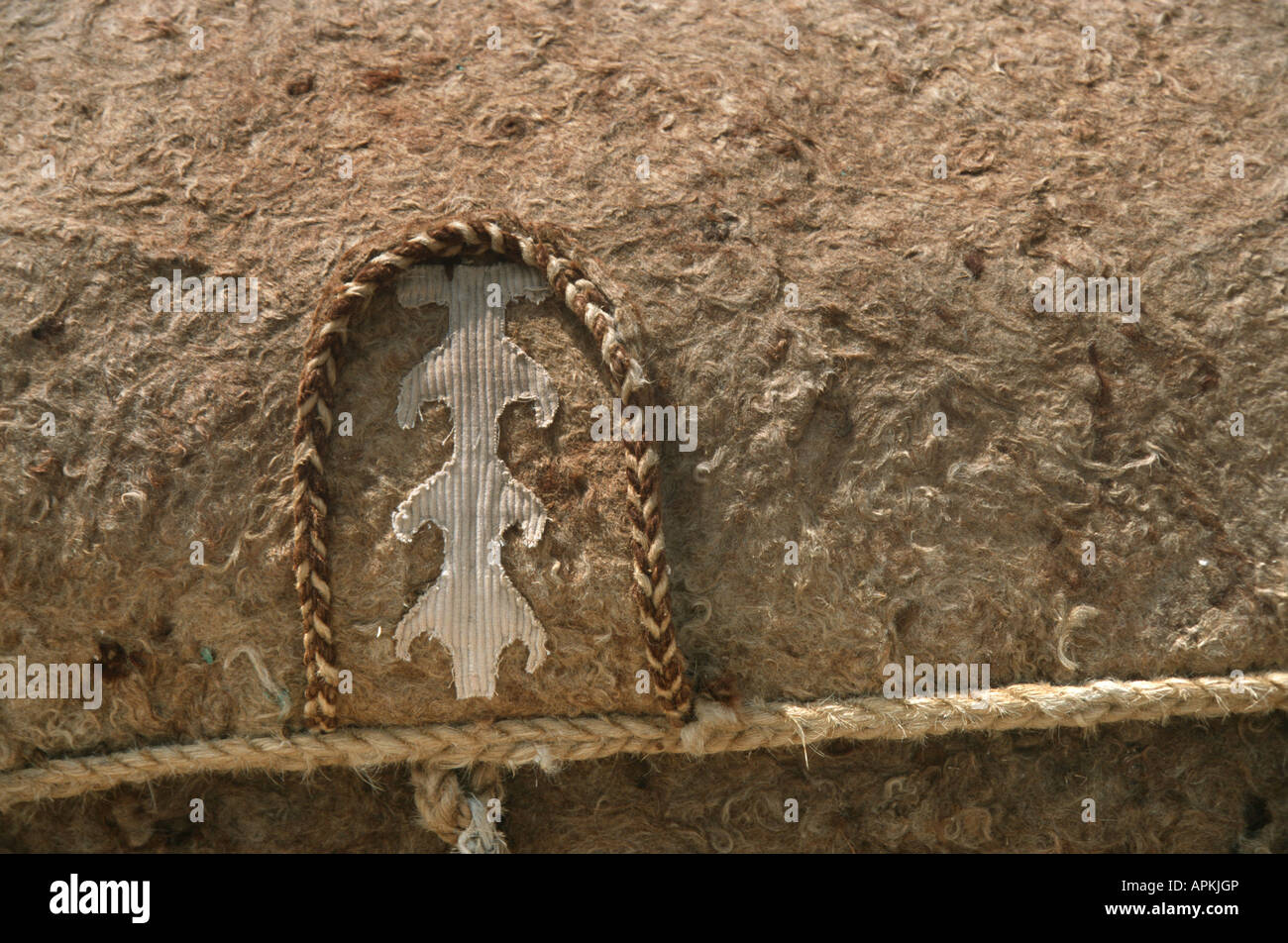 Ornament einer kasachischen Jurte, Kasachstan, Kyzyl Kum Stockfoto