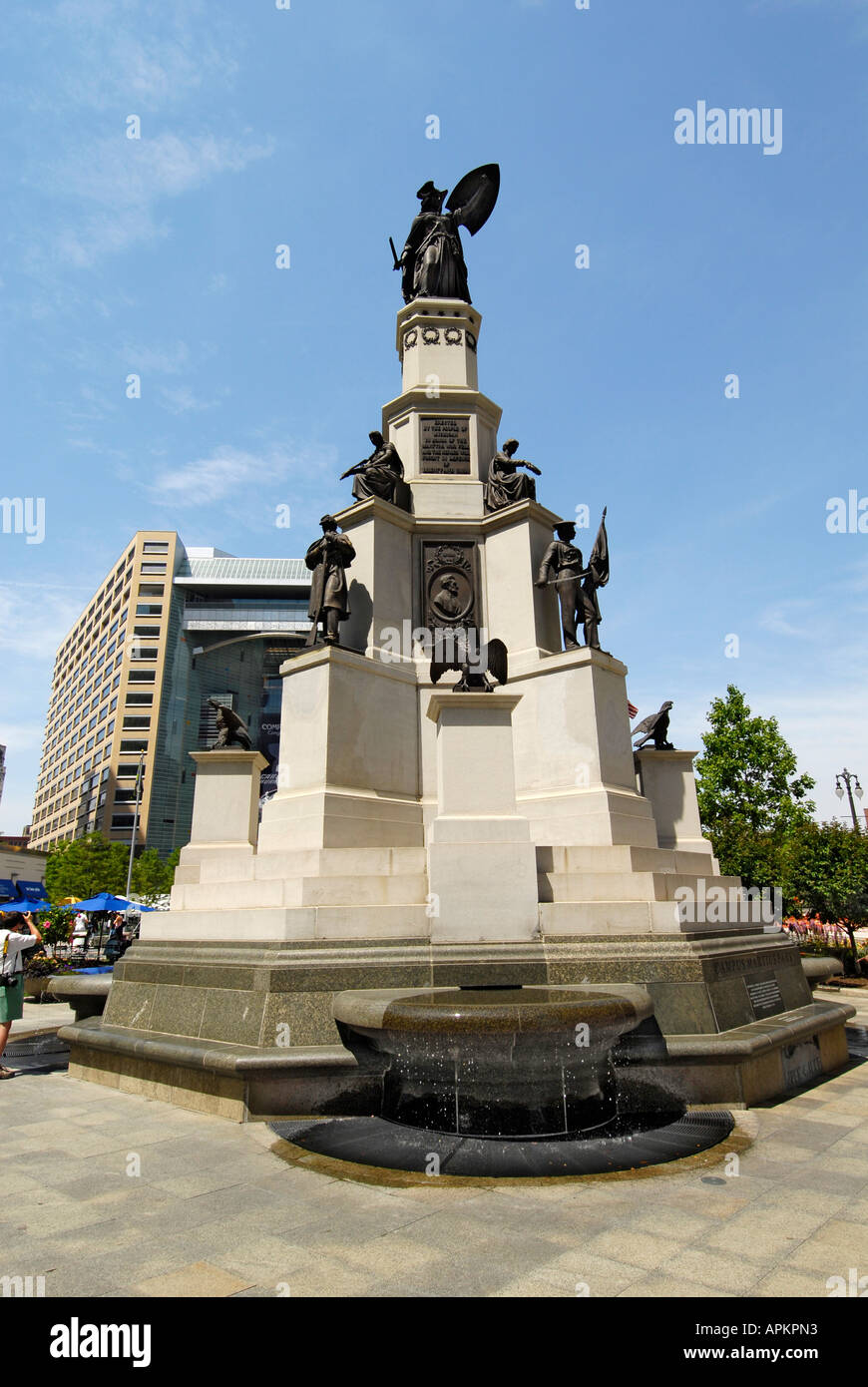 Campus Martius Park in Downtown Detroit Michigan eine Gedenkstätte für die Veteranen des Bürgerkriegs der Stadt Detroit Stockfoto