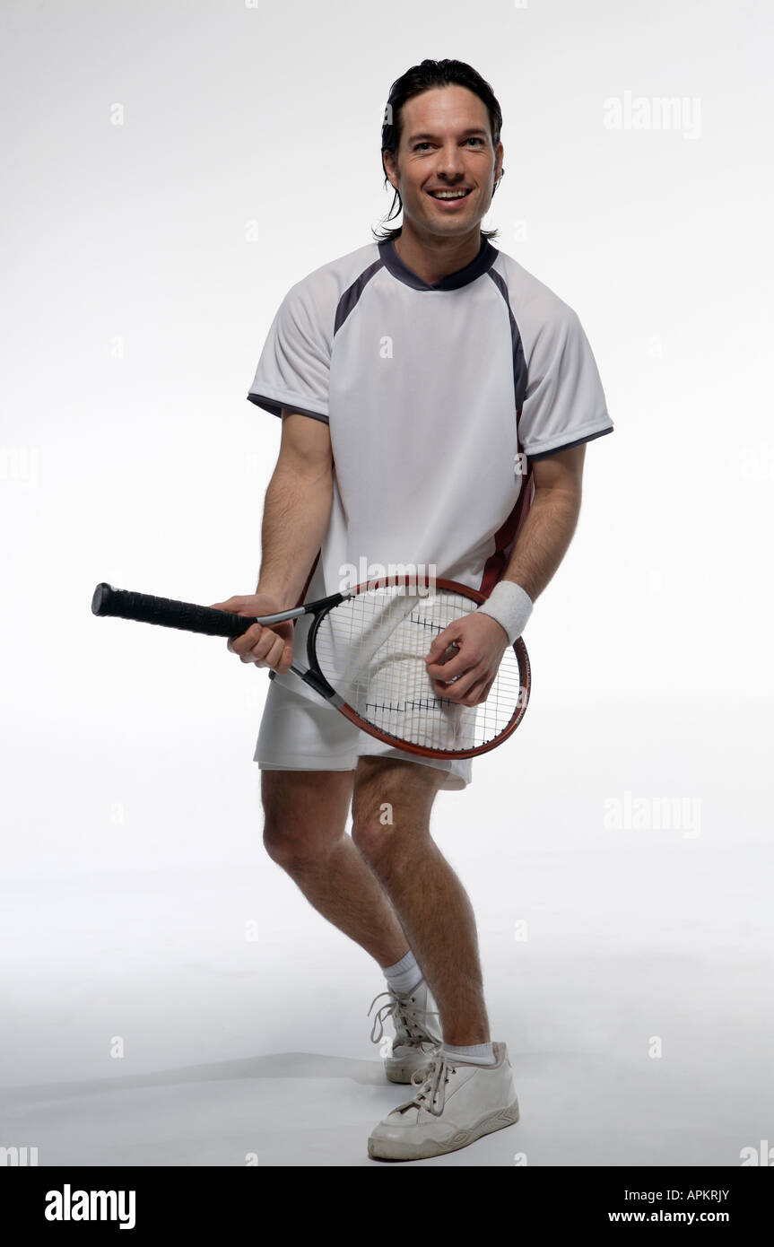 Tennis-Spieler spielen mit raquet Stockfoto