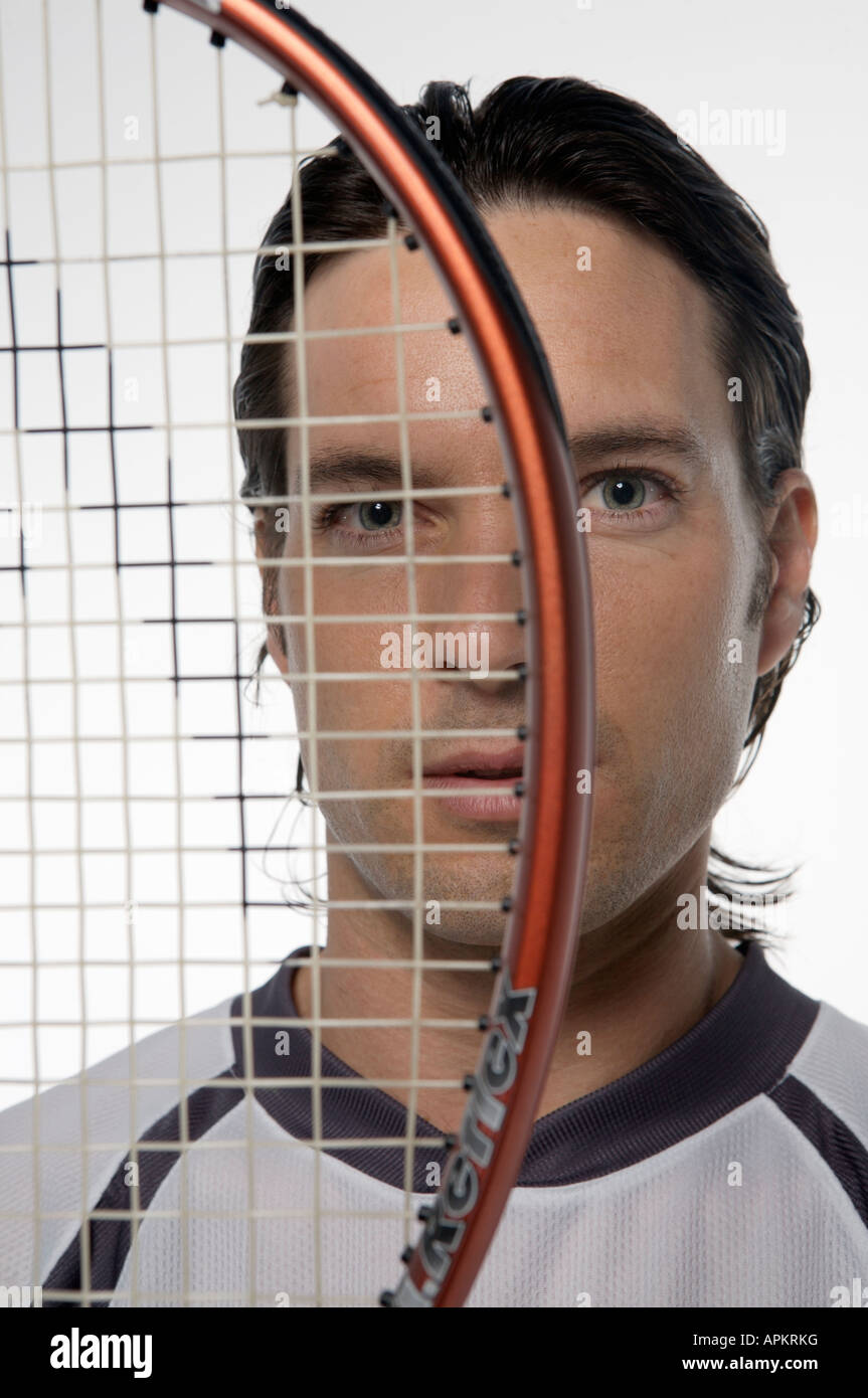 Tennisspieler mit raquet Stockfoto
