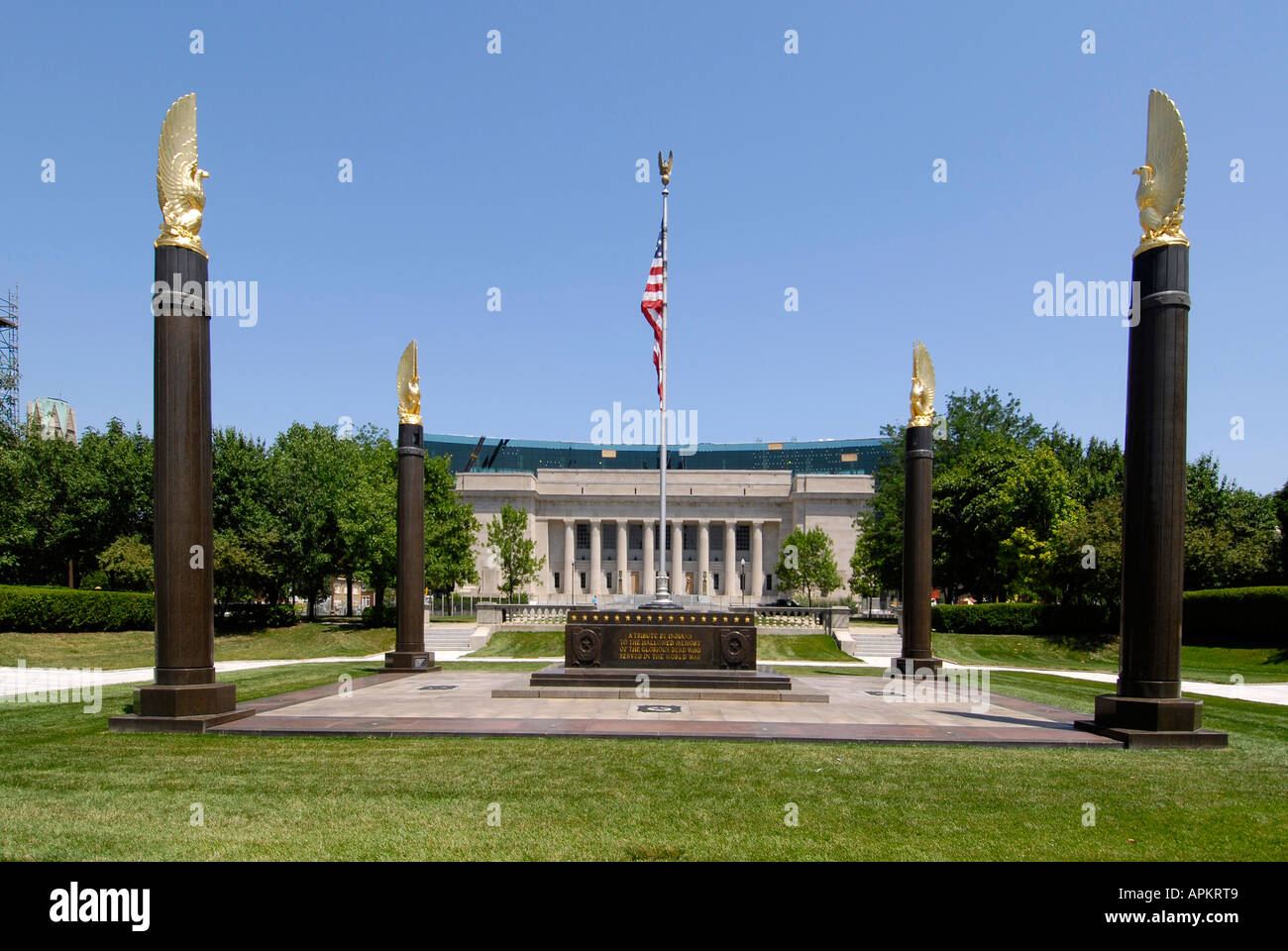 American Legion Mall und The Zentralbibliothek im University Park Kampf gegen den Krieg Geschichte Downtown Indianapolis Indiana IN Stockfoto