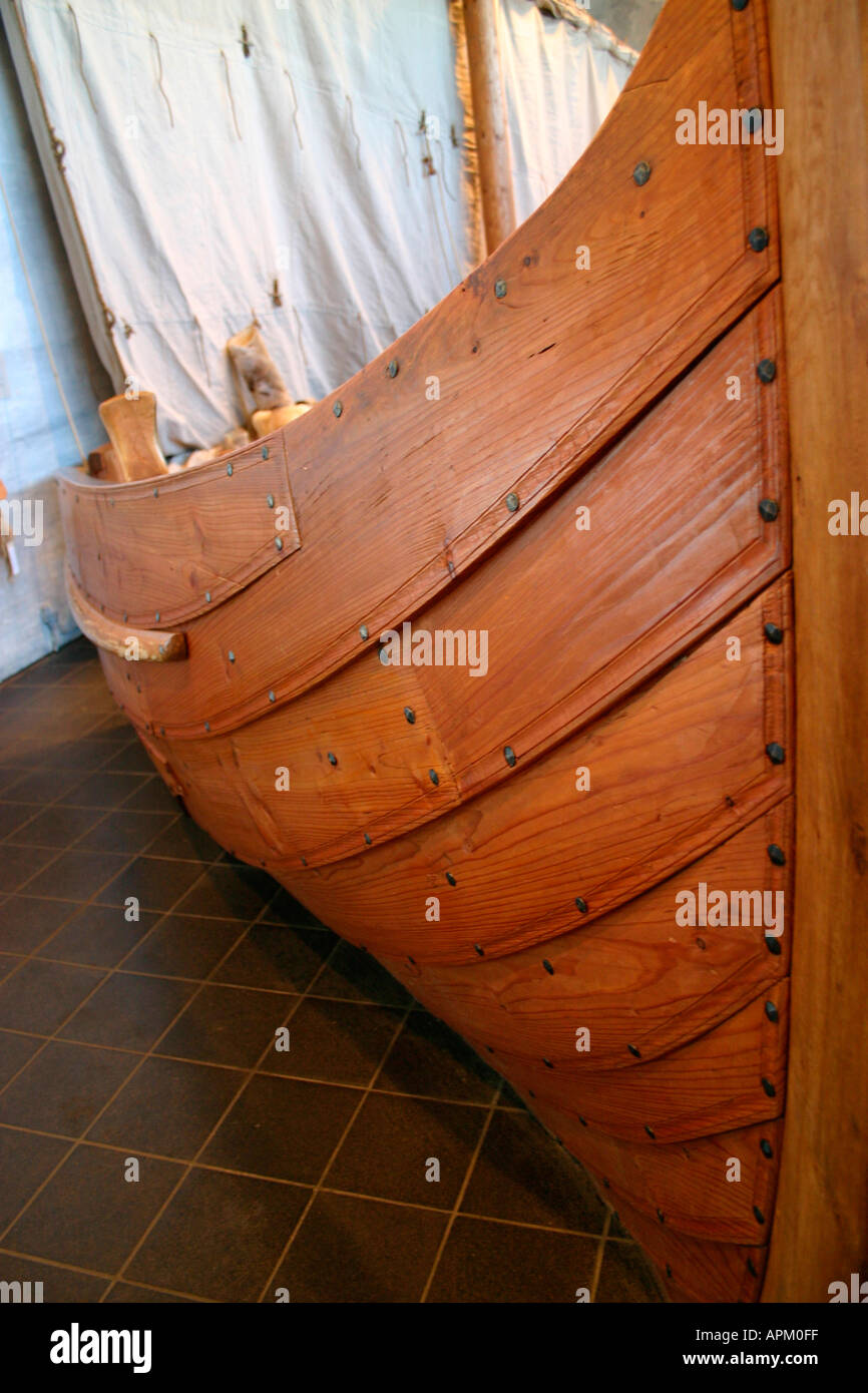 Traditionellen Bootsbau-Beispiel im Viking Museum Roskilde Dänemark Stockfoto