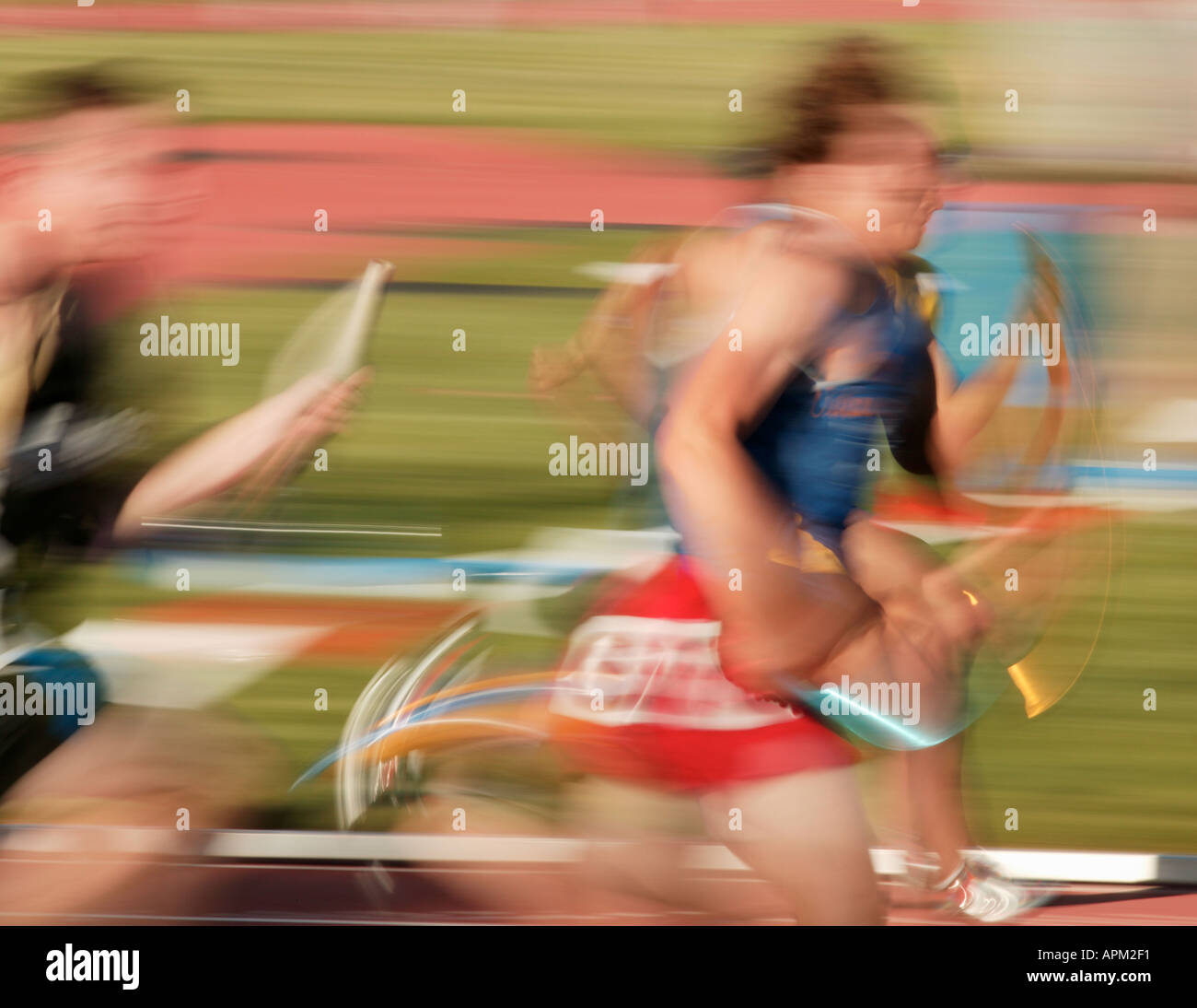 Läufer in einem Staffellauf Stockfoto