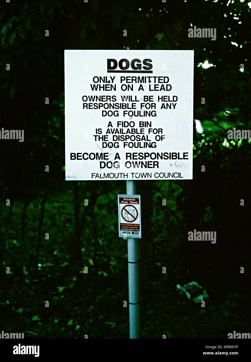 ein Park Verbot Hunde und ihre Verwendung in einem Park in Falmouth Cornwall Stockfoto