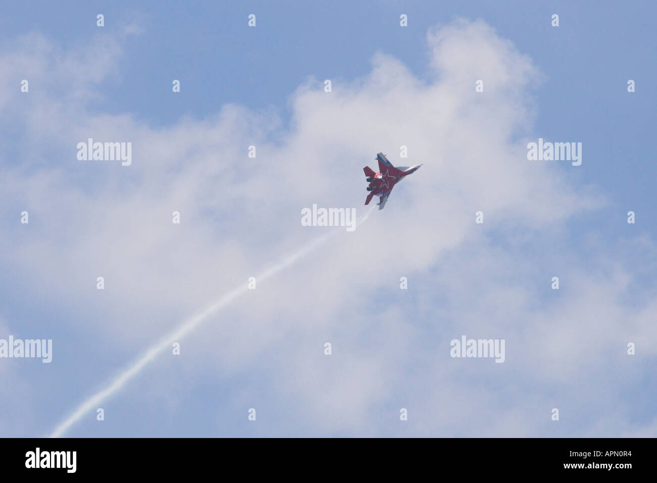 Kampfjet MIG-29 OVT zeigt seinen Stern Stockfoto