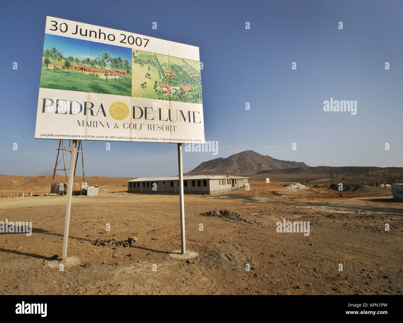 Da Pedra Lume Golfplatz und Resort ehrgeizige Pläne hinter dem Zeitplan in der Wüste Insel Sal auf den Kapverdischen Inseln Stockfoto