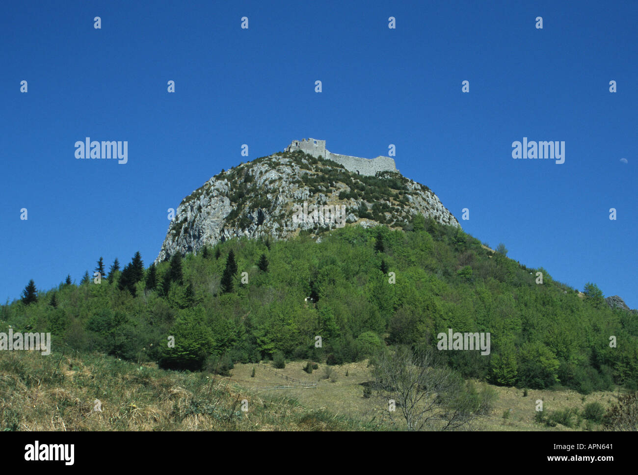 Monsegur Burg der Katharer im Departement Aude SW Frankreichs Stockfoto