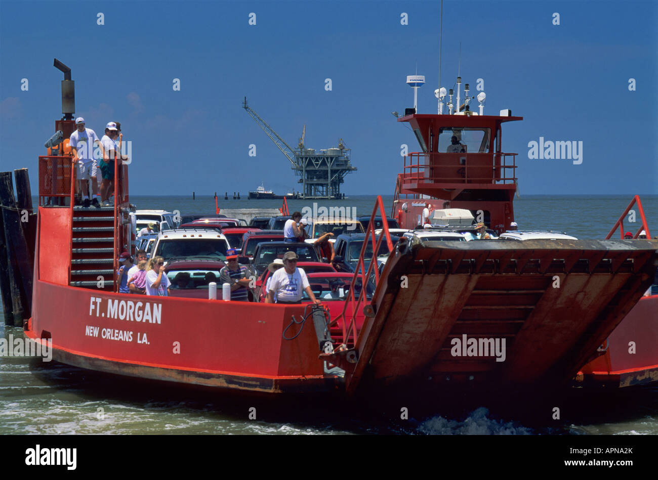 Fähre auf Dauphin Island Mobile Bay Alabama USA Stockfoto