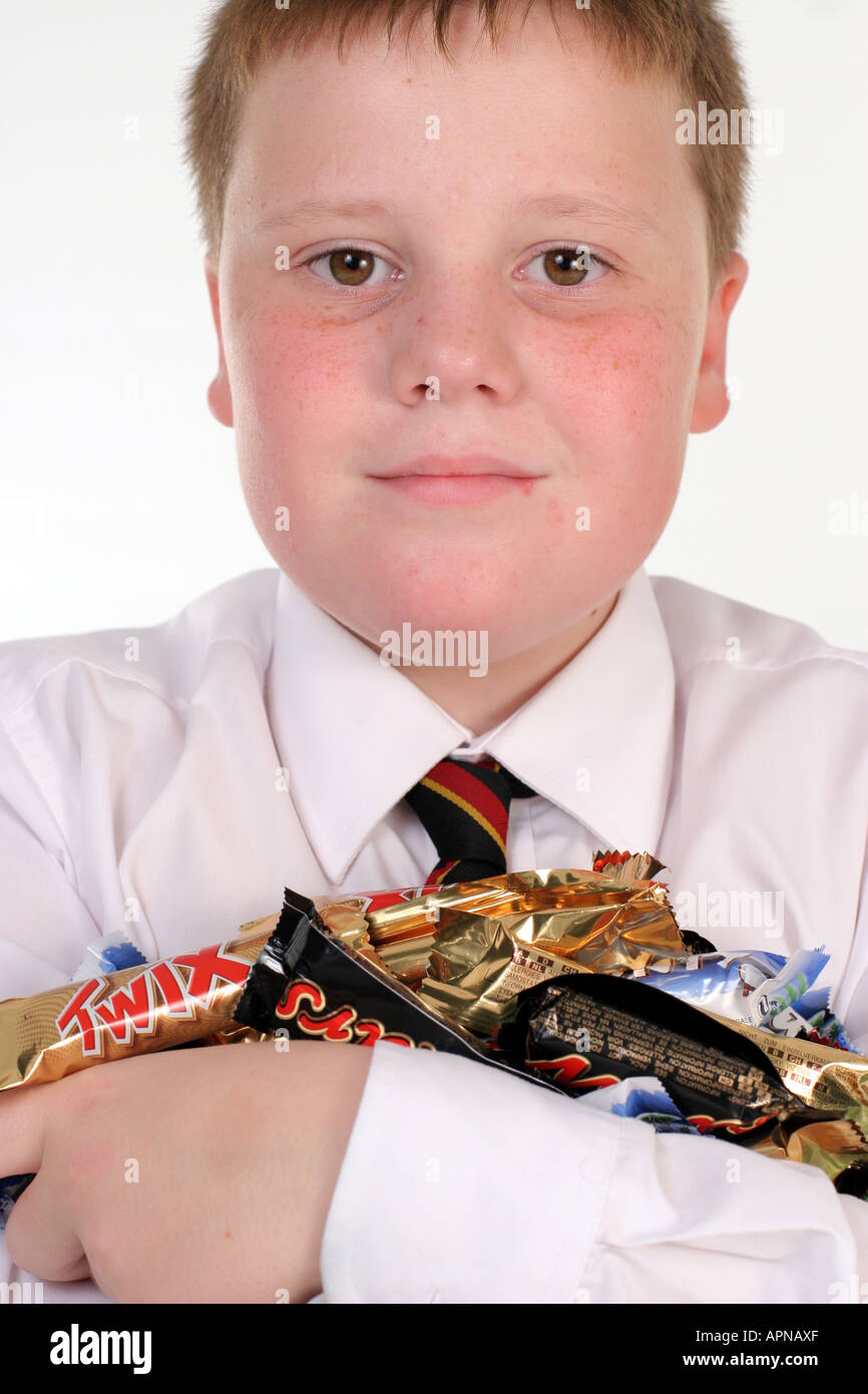 "12 Jahre alten Modle stellt Curtis für Junk-Food-Lager" Stockfoto