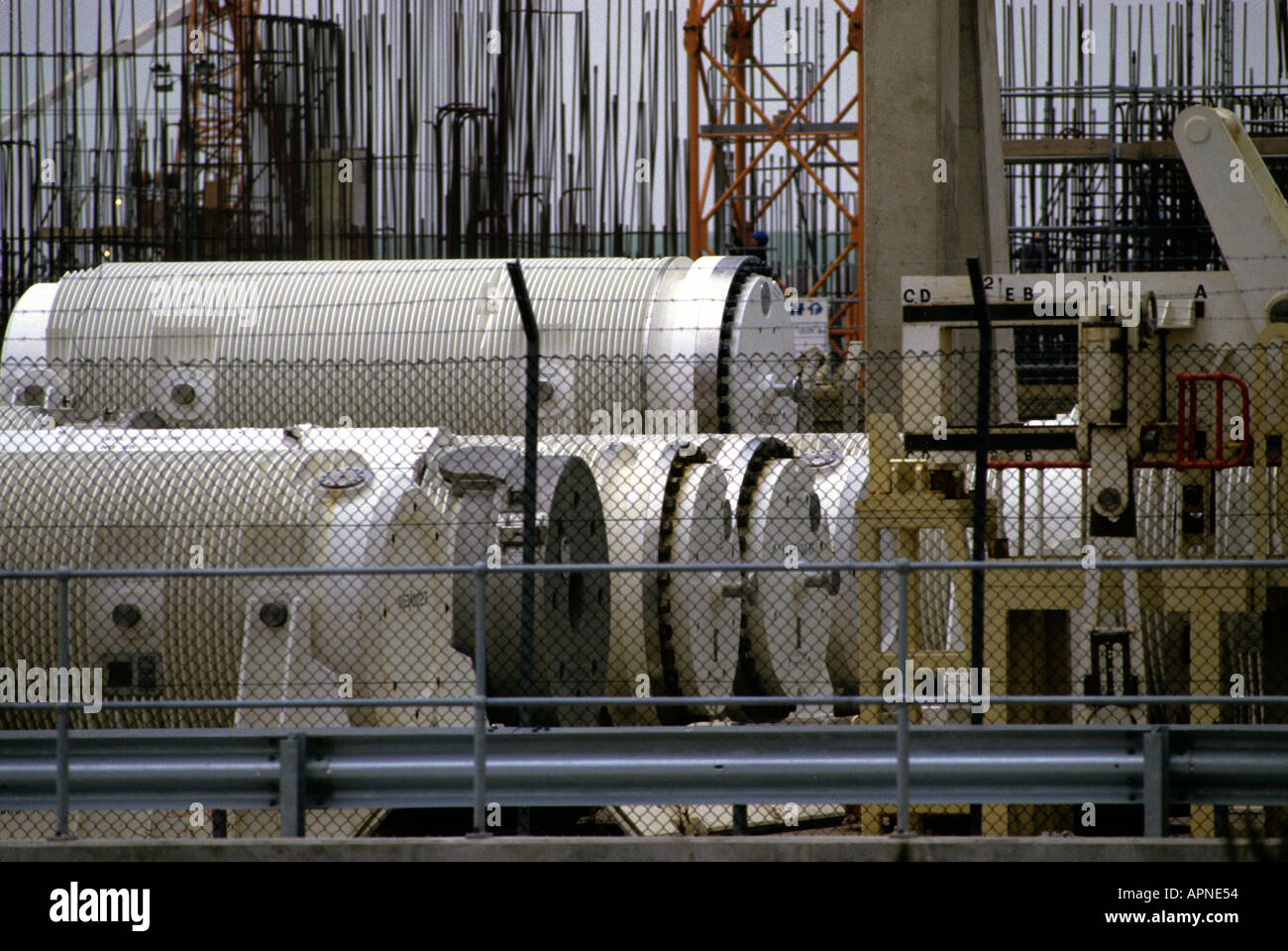 Sellafield nukleare Wiederaufbereitungsanlage, Küste von Cumbria im Nordwesten Englands.Brennstäbe aus Japan und Westdeutschland 1986 warten auf die Wiederaufbereitung. Stockfoto
