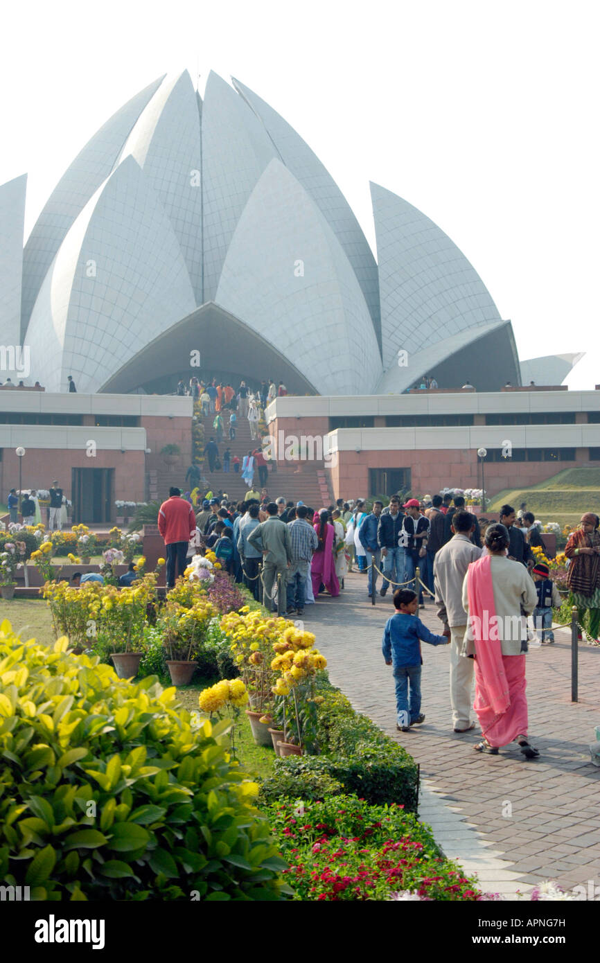 Bahá'Í Haus der Anbetung- oder Lotus-Tempel - in Neu-Delhi, Indien Stockfoto