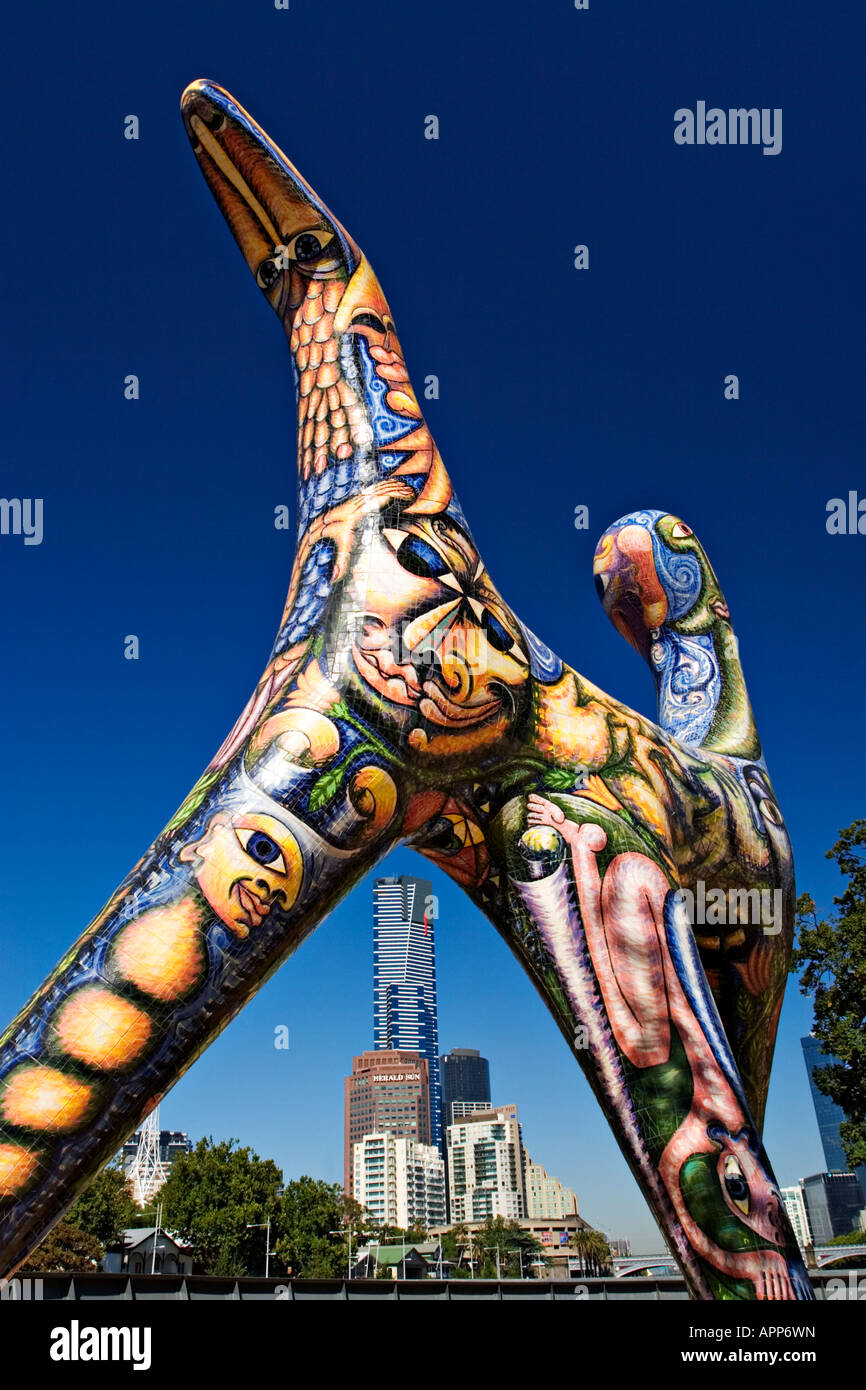 Melbourne-Skulpturen / "Engel Skulptur" in Melbourne s 'Birrarung Marr Park'. Melbourne Victoria Australien. Stockfoto