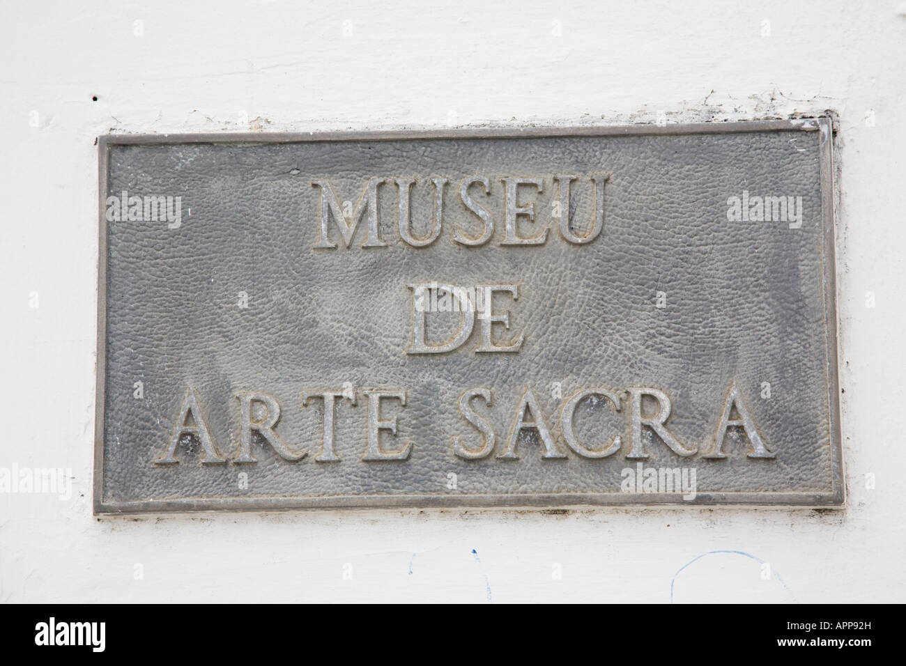 Museum Plaque, Igreja e Convento de Sao Francisco, Sao Christovao, in der Nähe von Aracaju, Sergipe, Brasilien Stockfoto