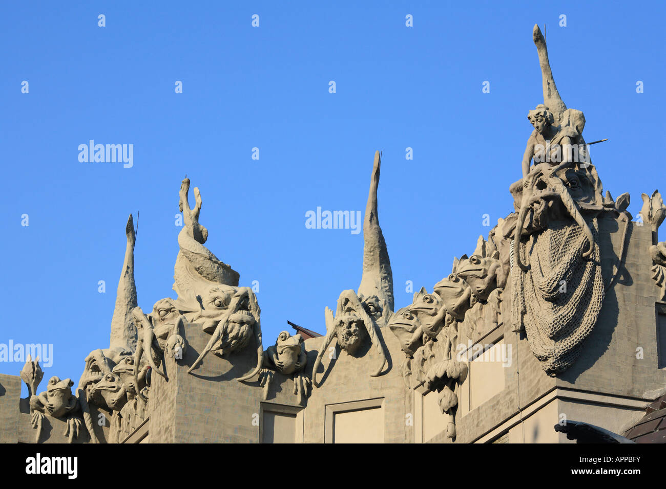Haus mit Chimäre (Gorodetsky House), wichtigsten Jugendstil-Gebäude in Kiew (1901-1902), durch Vladislav Gorodetsky, Kiew, Ukraine Stockfoto