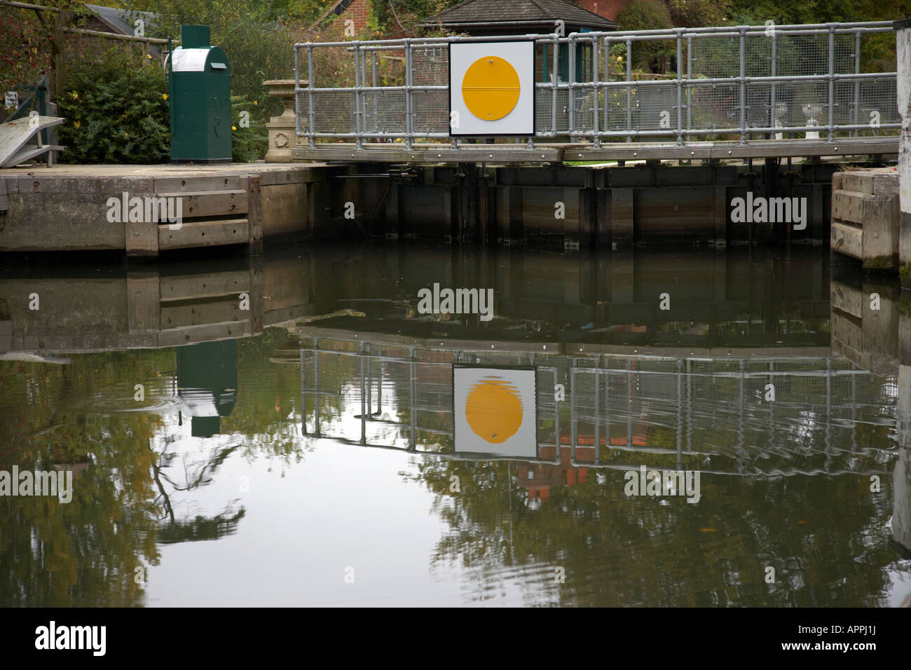 Reflexion der Sonning Schleusentore in der Themse Stockfoto
