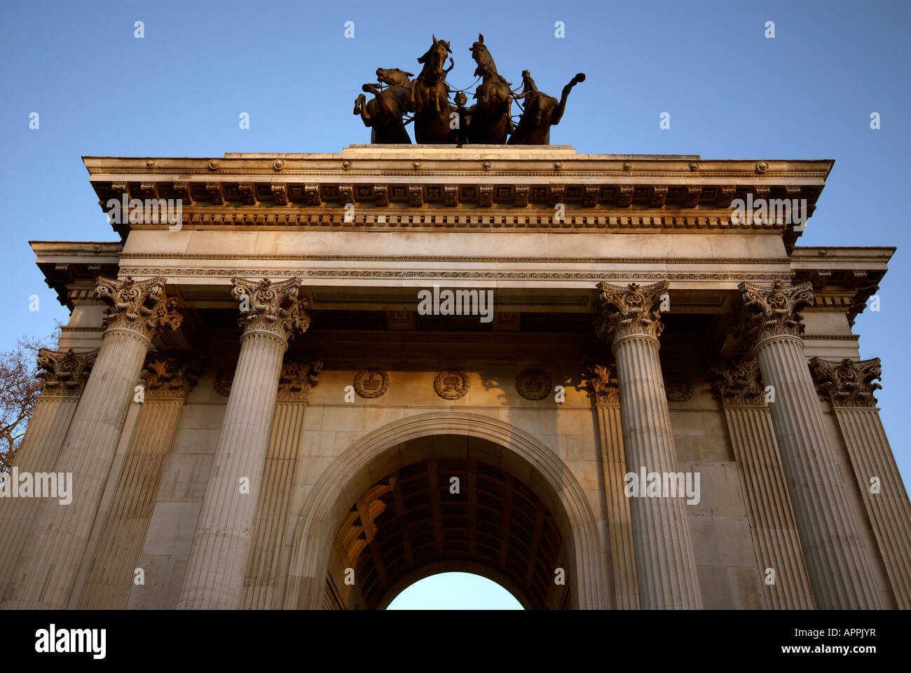 Die Quadriga auf Wellington Arch in London. Stockfoto
