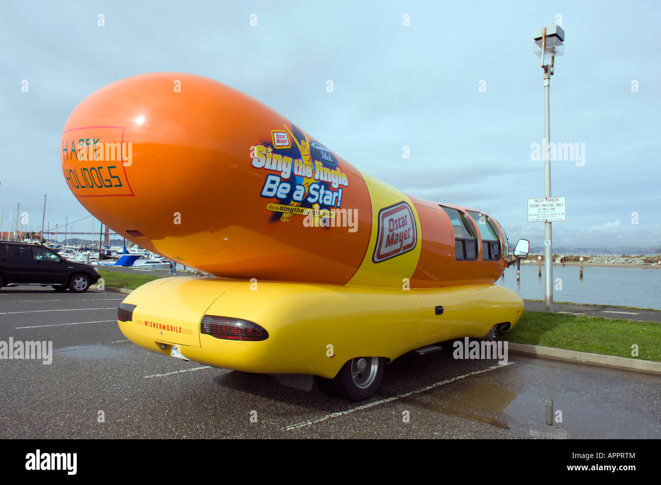 "Wienermobile", in Form ein Automobils einen Hot Dog zu werben Oscar Mayer-Produkte verwendet. Stockfoto