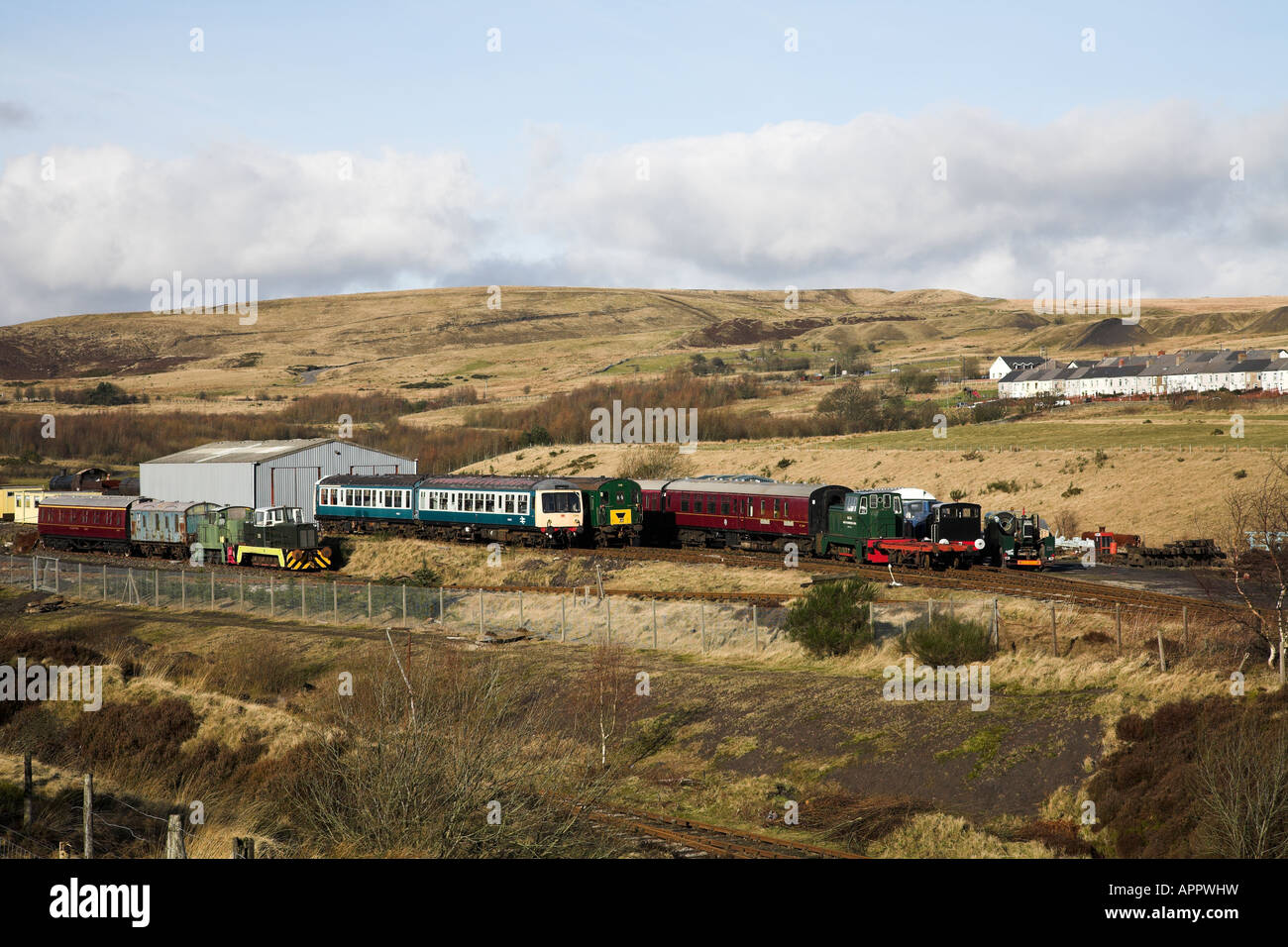 Gleisanschluss an der Pontypool und Blaenavon Railway Museum in Blaenavon in Südwales. Stockfoto