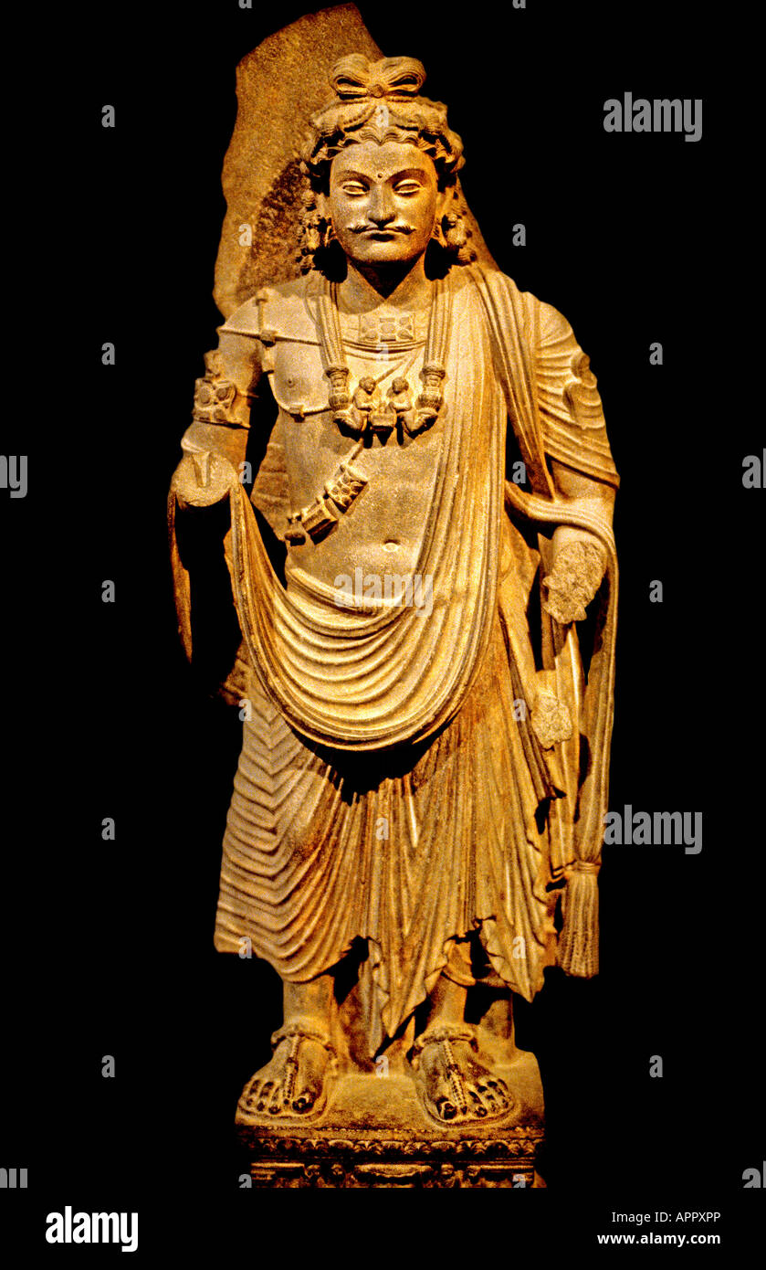 Bodhisattva Gandhara Pakistan Ende des 2th. Jahrhunderts Pakistan und Ost-Afghanistan, Pakistan, Afghanistan. Stockfoto
