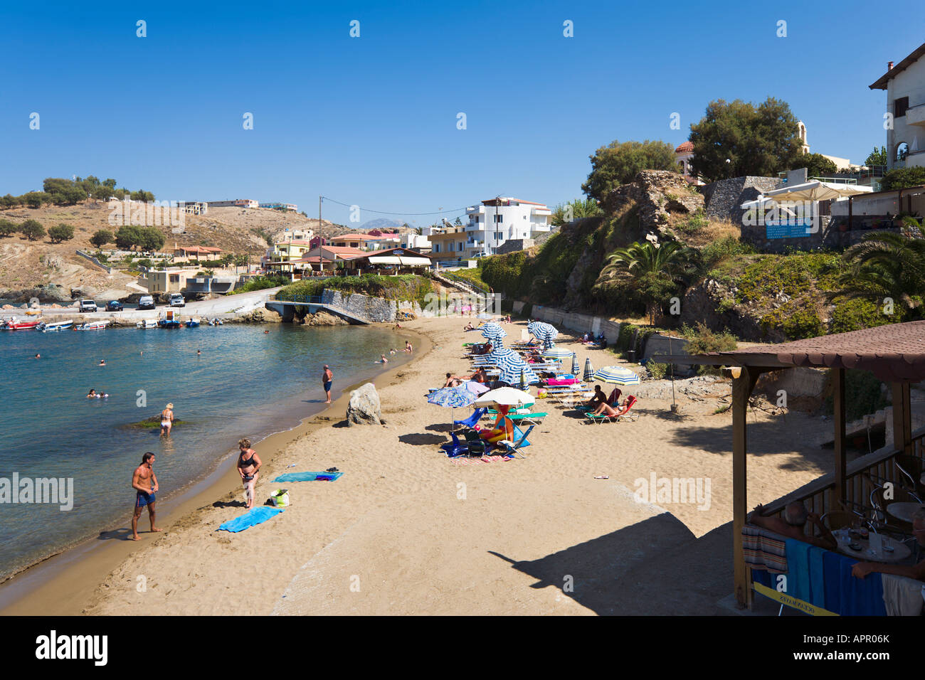 Strand, Panormos, in der Nähe von Rethymnon, Nordküste, Kreta, Griechenland Stockfoto