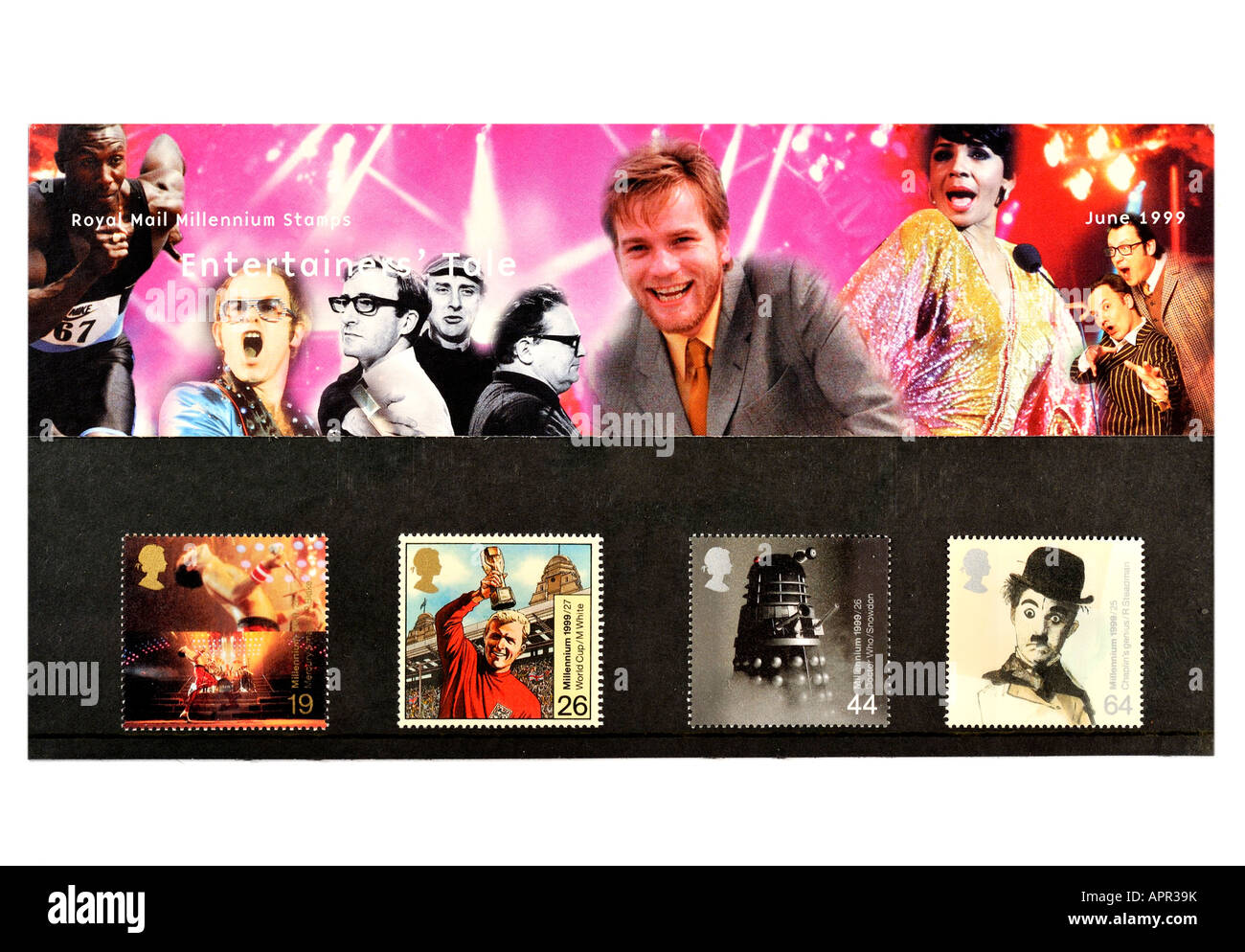 Royal Mail Millennium Briefmarken Gedenken 1. Juni 1999 Entertainer Geschichte nur zu redaktionellen Zwecken festgelegt Stockfoto