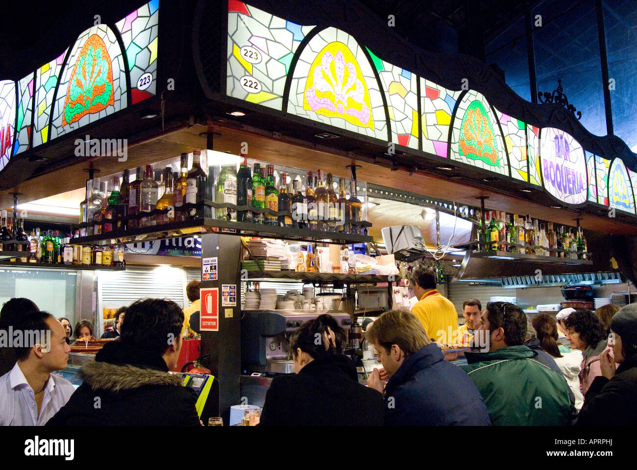 Restaurant im Mercat Sant Josep Barcelona Stockfoto
